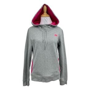 Kappa Hoodie Girls Youth XL Extra Large Grey Cotton Blend Fleece Lined Pullover